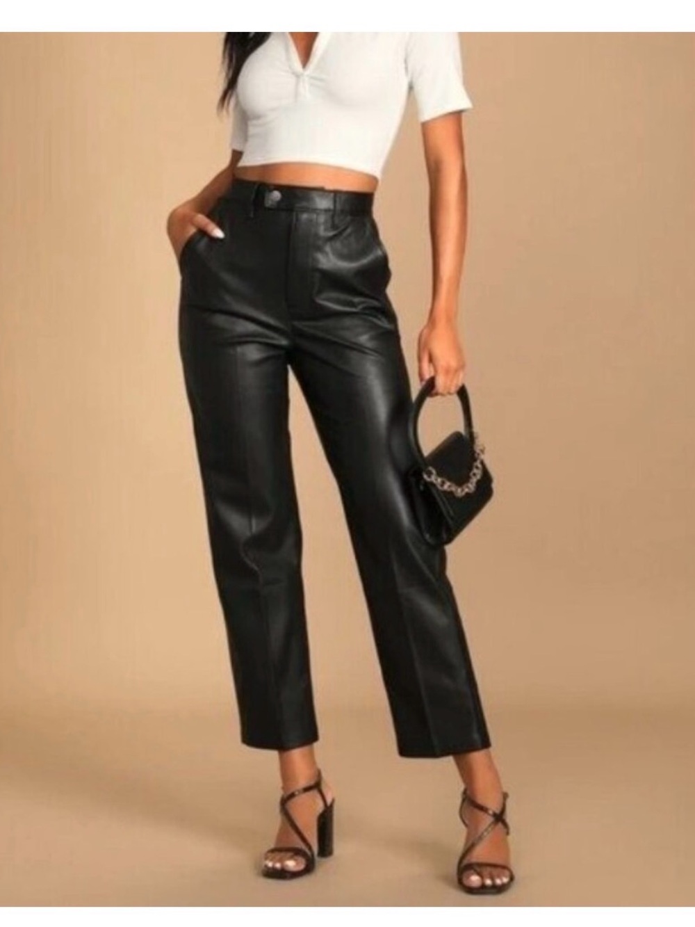 Levi’s Premium Math Club Slacks Black Faux Leather Straight Leg Pants W32 L27